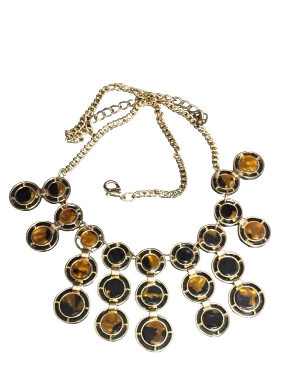 Vintage Fringe Black & Gold Shimmer Bib Statement Necklace